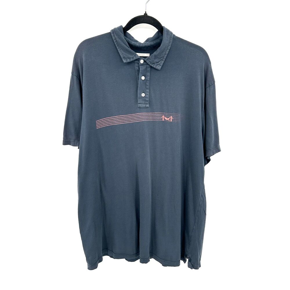 MARINE LAYER *Flawed* Mens Navy Golden Gate Bridge Hammock Graphic Polo Shirt XL